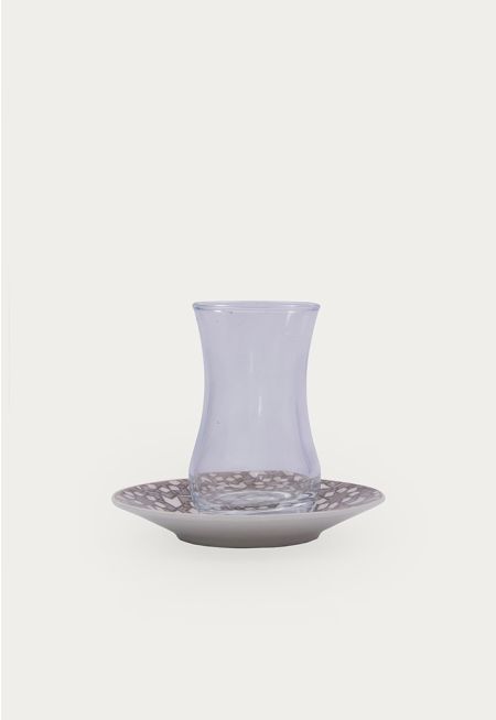 Glass Arabic Tea Cup Saucer Set Of 6pcs