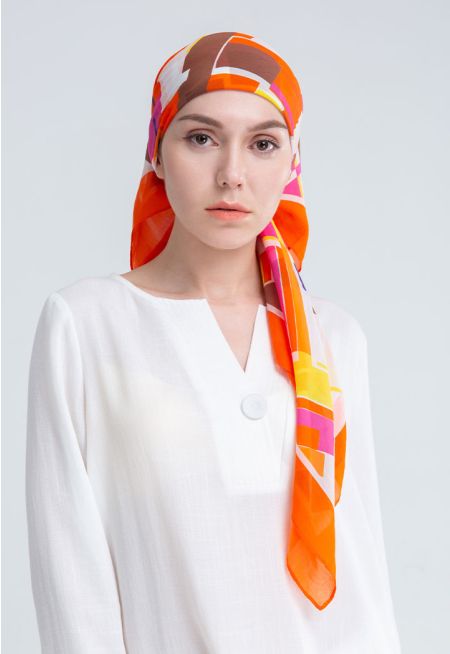 Non-Crushed Printed Linen Scarf
