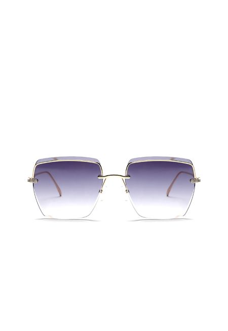 Semi Rimless Extended Lens Elegant Sunglasses -Sale