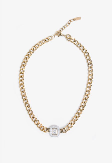 Crystal Embellished Chunky Chain Necklace