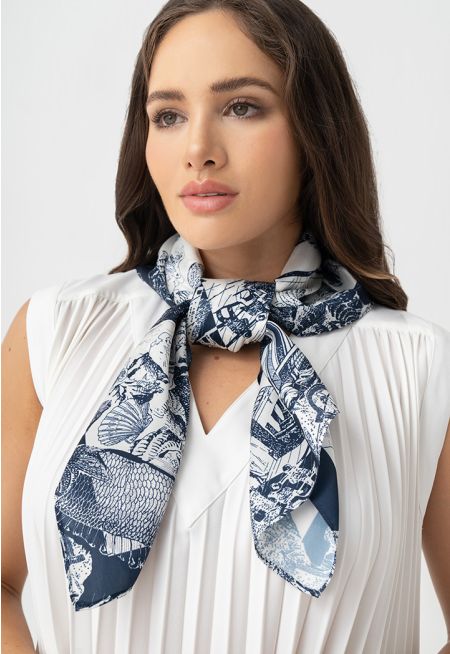 Square Printed Fish Scarf