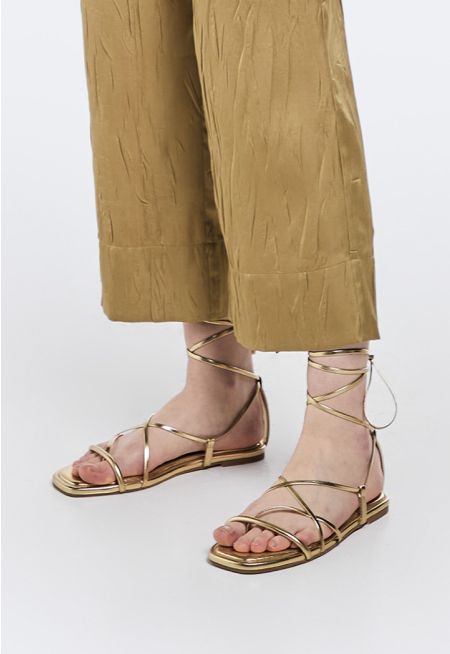 Metallic Tie Up Sandals