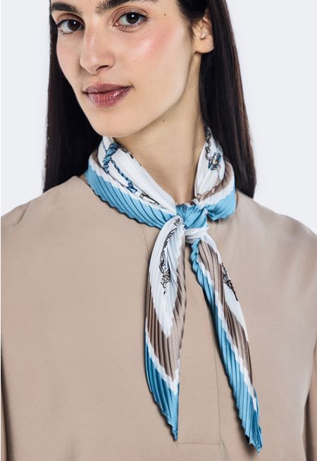 Printed Pleated Diamond Scarf