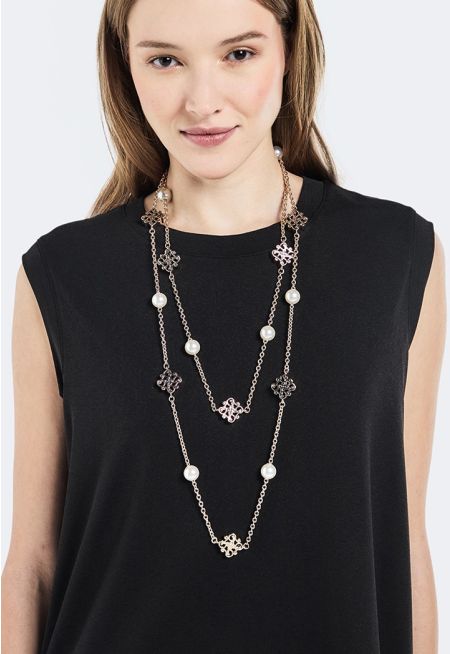 Faux Pearl Anagram Necklace