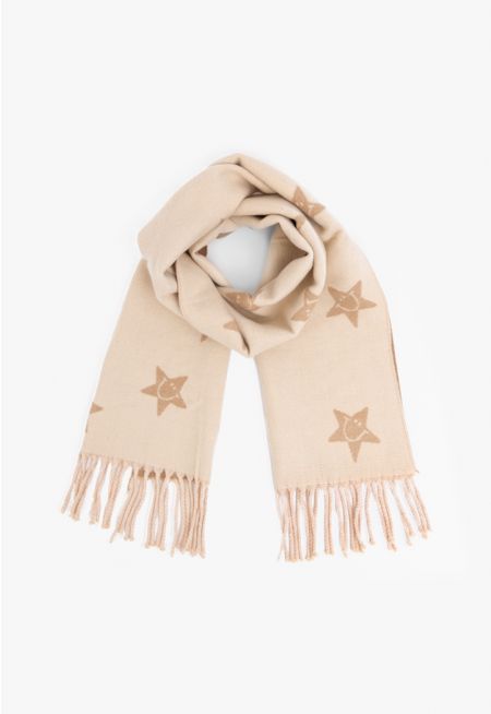 Star Patterned Printed Scarf
