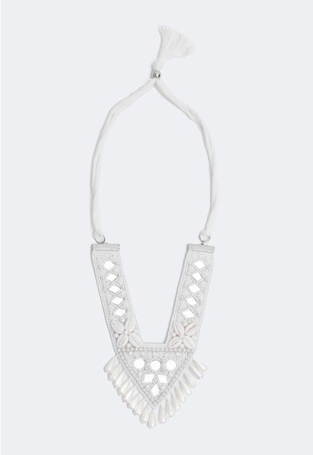 Faux Pearls & Seashells Embellished Necklace