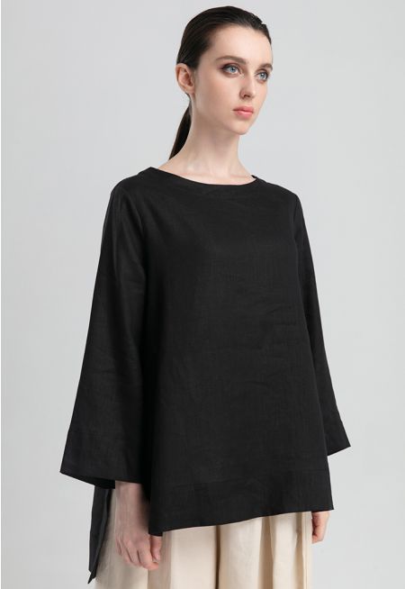 Solid Basic Top With Slit Sides -Sale