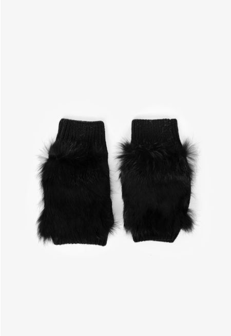 Faux Fur Embellished Gloves