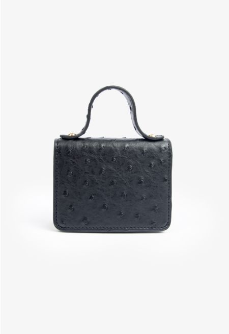 Ostrich Textured Micro Crossbody Bag