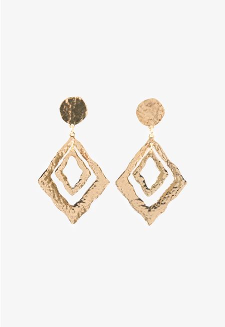 Unique Golden Hammered Earrings