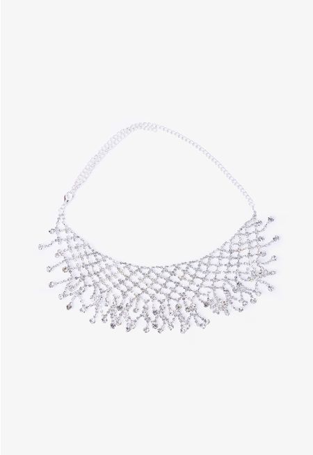 Braided Crystal Embellished Collar Necklace