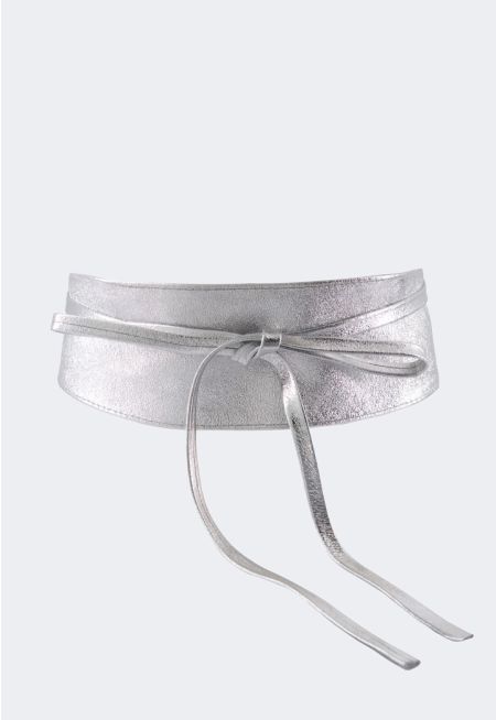 Sparkly Genuine Leather Tie Belt
