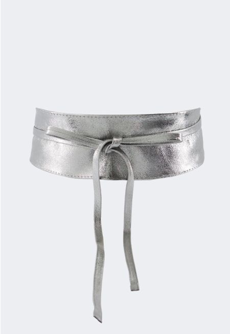 Sparkly Genuine Leather Tie Belt