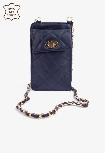 Solid Quilted Crossbody Bag