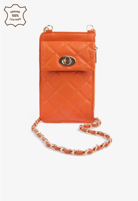 Solid Quilted Crossbody Bag