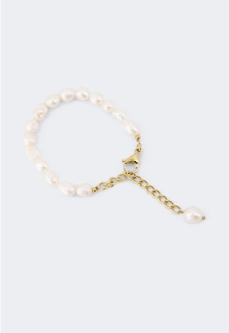Faux Pearls Embellished Chain Bracelet