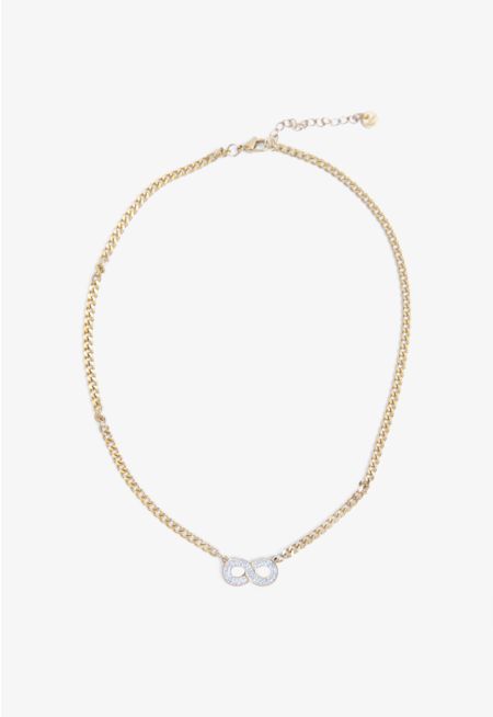 Crystal Embellished Round Charm Necklace