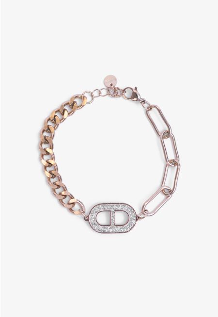 Crystal Embellished Pendant Chain Bracelet 