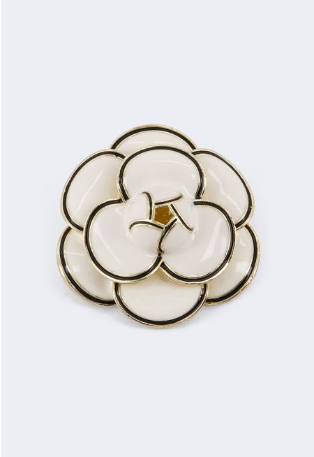 Enamel Camellia Brooch