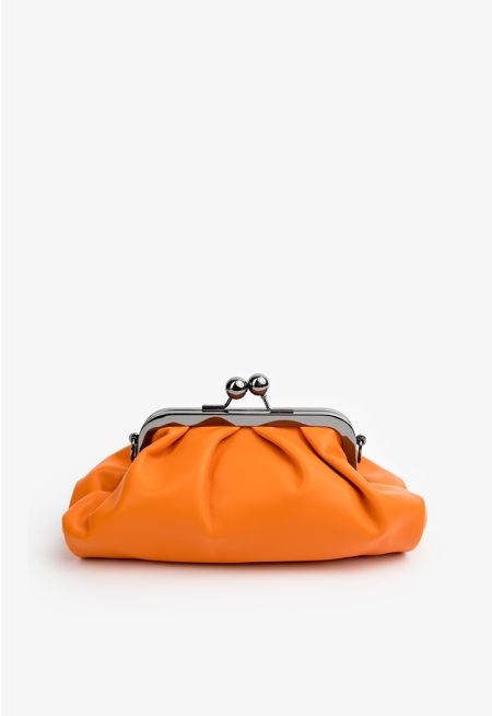 Solid PU Leather Crossbody Clutch
