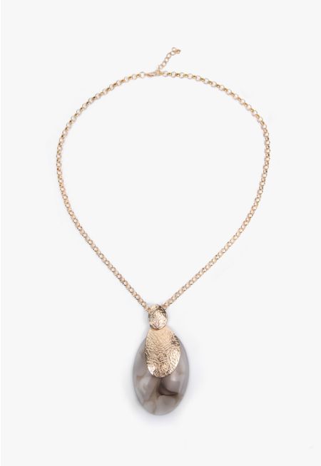 Ethnic Hammered Stone Necklace