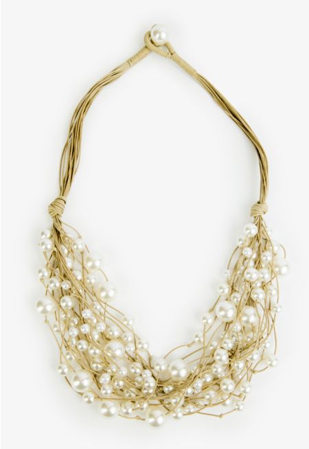 Faux Pearls Embellished Necklace
