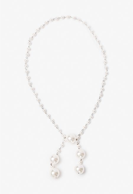 Faux Pearls Opera Necklace