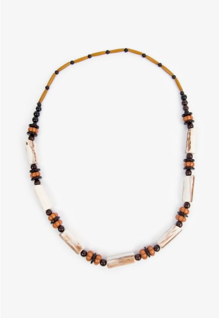 Rustic Beaded Marbled Necklace