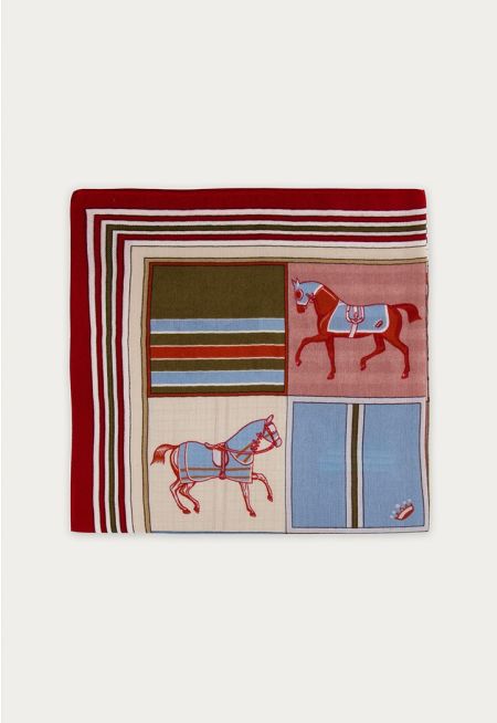 Horse Design Small Scarf 65*65 Cm