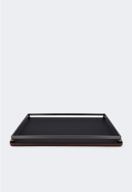 Metal Tray With Leather Details