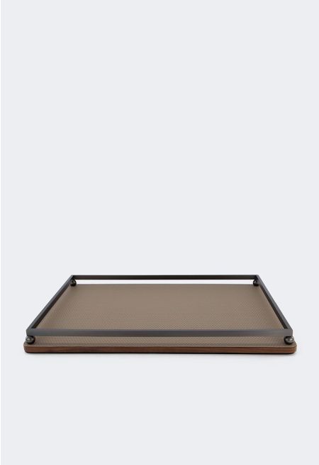 Metal Tray With Leather Details