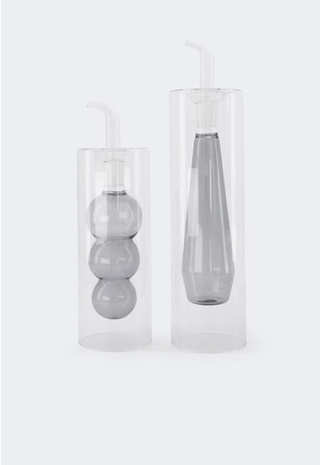 Double Wall Glass Oil Bottle 2 Pcs