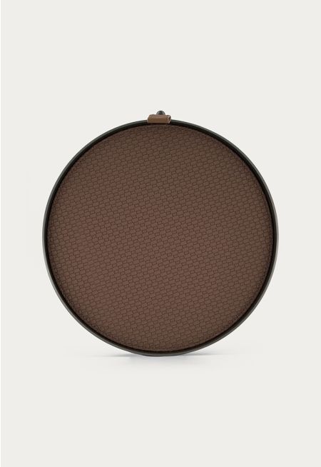 Round Tray With Leather Details