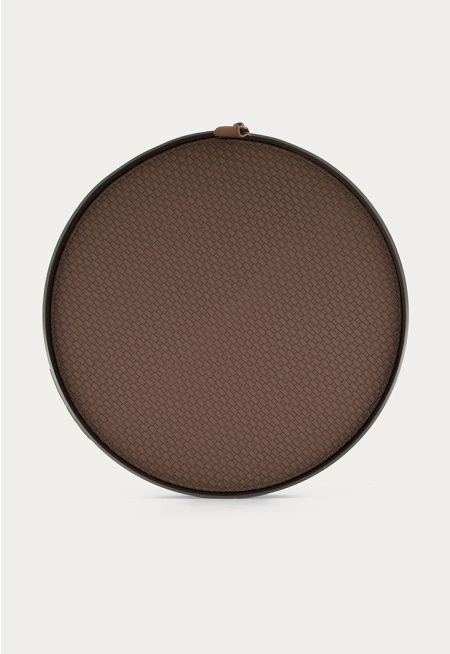 Round Tray With Leather Details