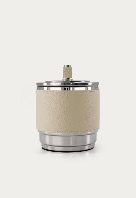 Leather Embellished Ice Bucket With Lid 
