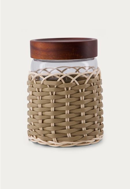Jar Embellished with Rattan
