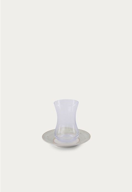 Glass Arabic Tea Cup Saucer Set Of 6pcs