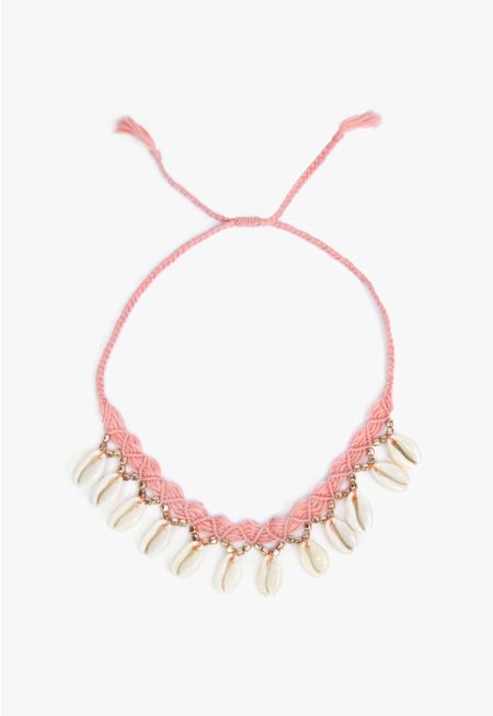 Seashells Embellished Crochet Necklace