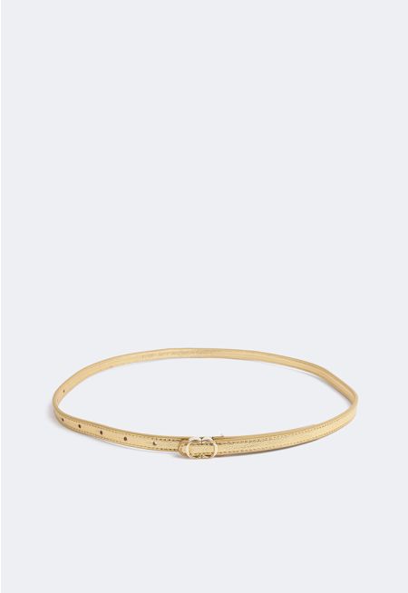 Monogram Buckle Metallic Belt