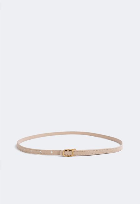 Monogram Buckle Metallic Belt