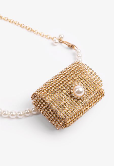 Crystal Embellished Micro Crossbody Bag