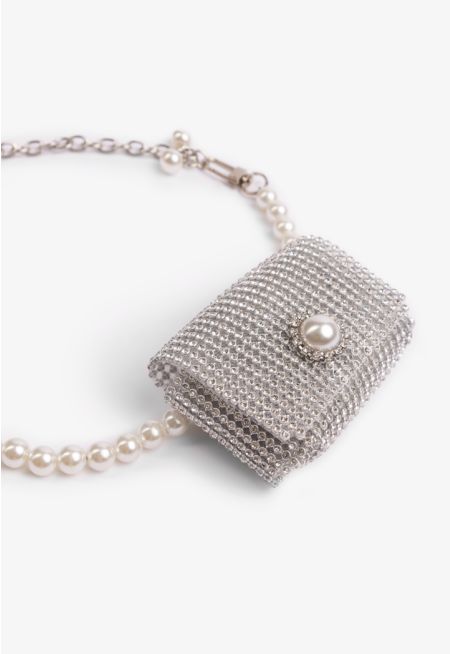 Crystal Embellished Micro Crossbody Bag