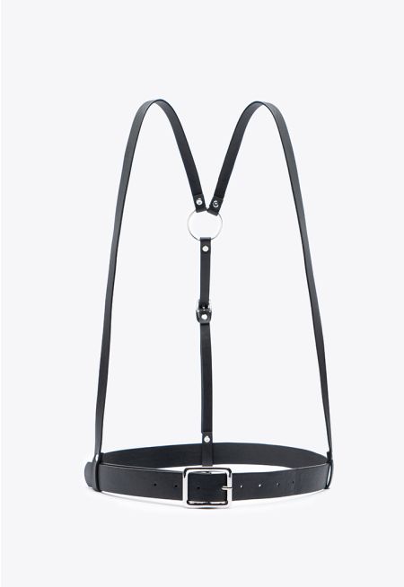 Faux Leather Body Harness Suspender Belt -Sale