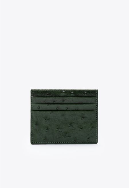 Textured Ostrich Print Card Holder