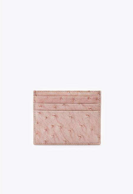 Textured Ostrich Print Card Holder