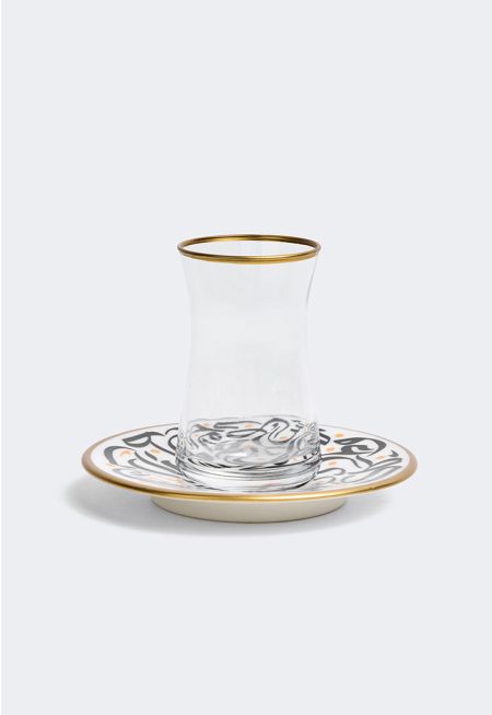 Glass Tea Cup & Saucer (2 Pcs)