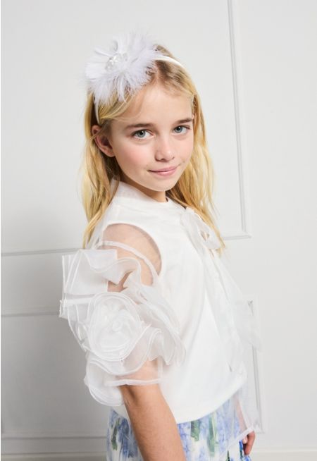 Beaded Floral Faux Feather Headband