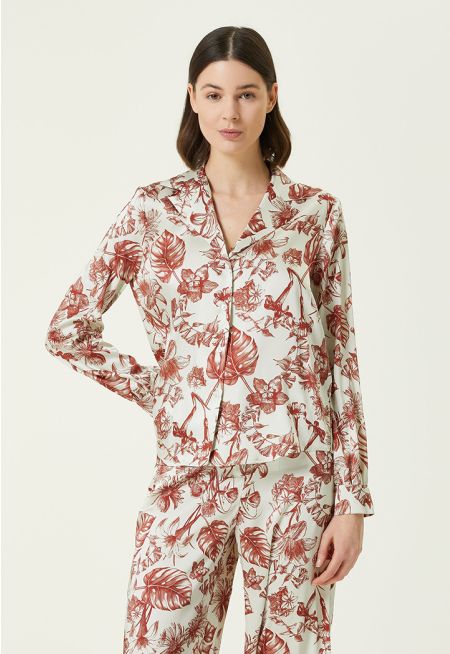 Collection Patterned Satin Twill Shirt Burgundy