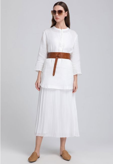 Even Pleated Solid Skirt