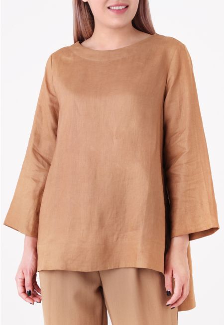 Solid Basic Top With Slit Sides -Sale